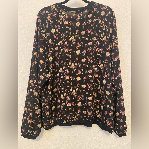 Maurices long sleeve sheer summer jacket Black Floral Full zip up size 3 plus - Picture 6 of 6